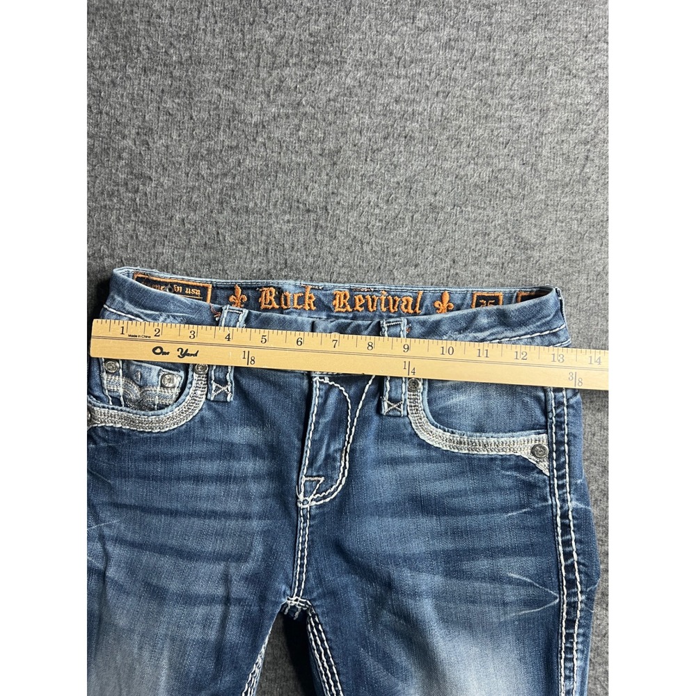 Rock Revival Sherry Mid-Rise Bootcut Jeans Light Wash Distressed Blue Denim 25 - Picture 15 of 16